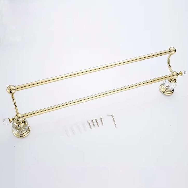 Double barre porte-serviettes doré 62 cm, Vega
