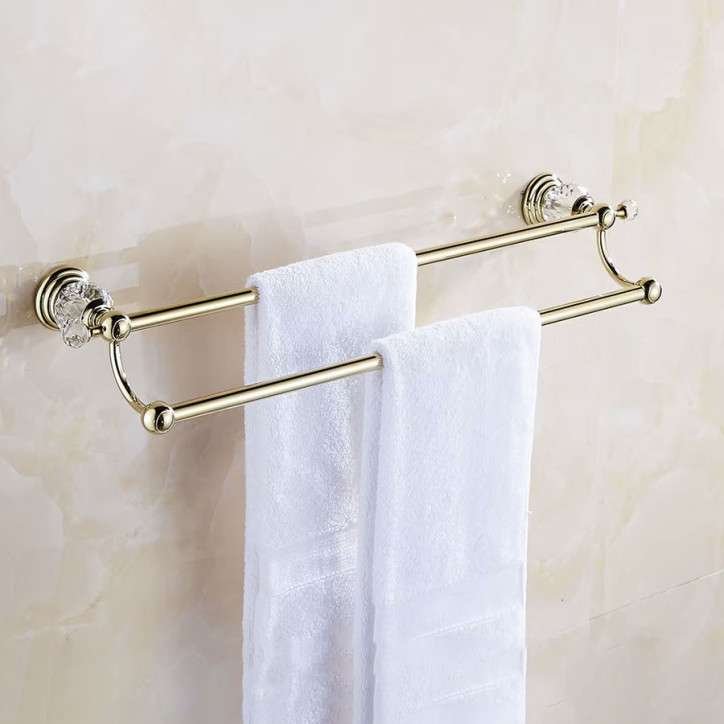 Double barre porte-serviettes doré 62 cm, Vega