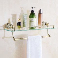 Tablette verre murale doré 58 cm, Vega