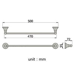 Porte-serviette mural 500 mm Héra – Élégance et praticité en bronze