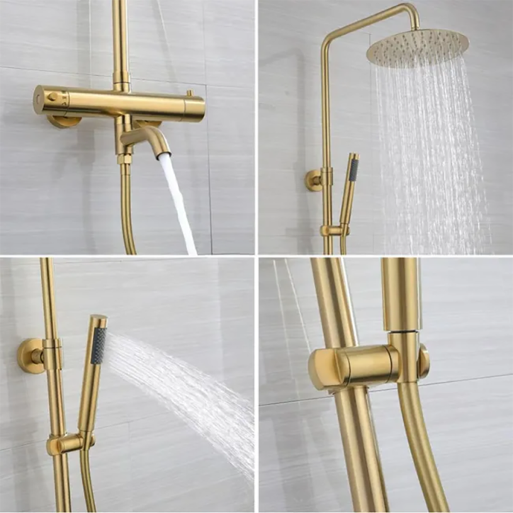 Colonne bain douche thermostatique dorée, Ibar