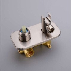 Douchette hygiénique eau chaude - eau froide, robinet de toilette nikel brossé