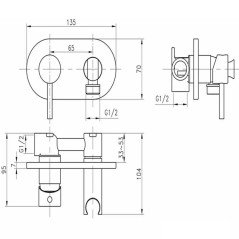 Douchette hygiénique eau chaude - eau froide, robinet de toilette nikel brossé