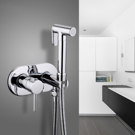 Douchette hygiénique eau chaude - eau froide, robinet de toilette chrome