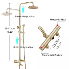 "Colonne Bain-Douche Ibar : Élégance Dorée et Confort Thermostatique Unique"