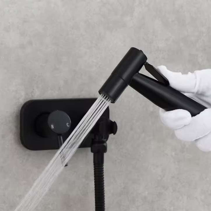 Mitigeur hygiénique toilette bidet eau chaude - eau froide , noir mat