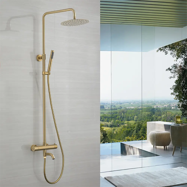 Colonne bain douche thermostatique dorée, Ibar