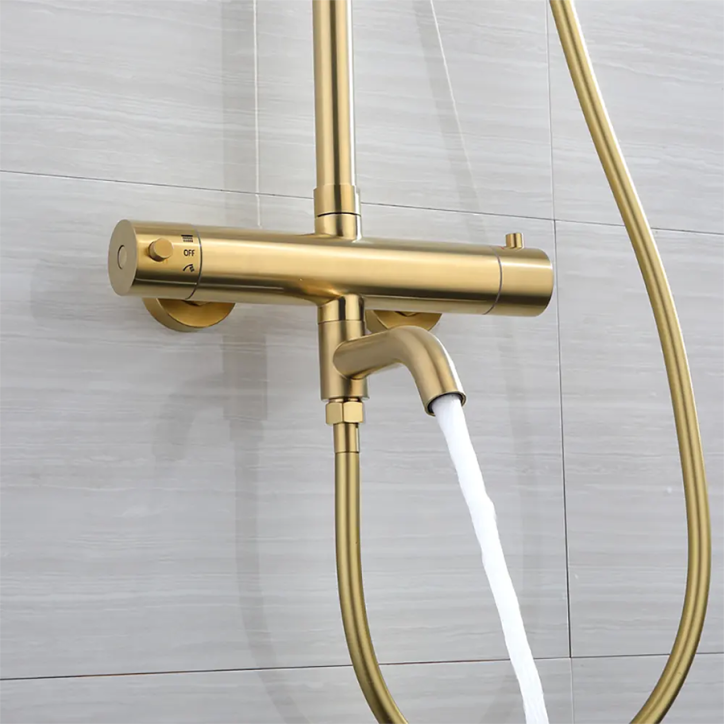 Colonne bain douche thermostatique dorée, Ibar