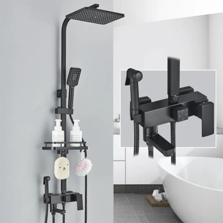 Colonne bain douche noire Ø25cm, Kapa