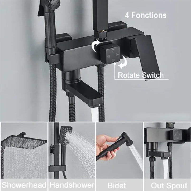 Colonne bain douche noire Ø25cm, Kapa