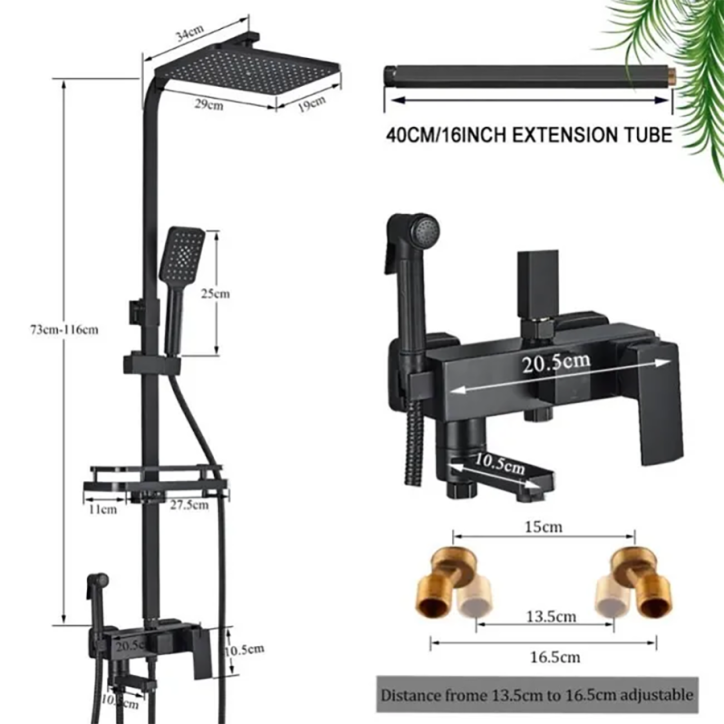 Colonne bain douche noire Ø25cm, Kapa