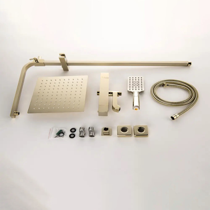 Colonne bain douche thermostatique dorée