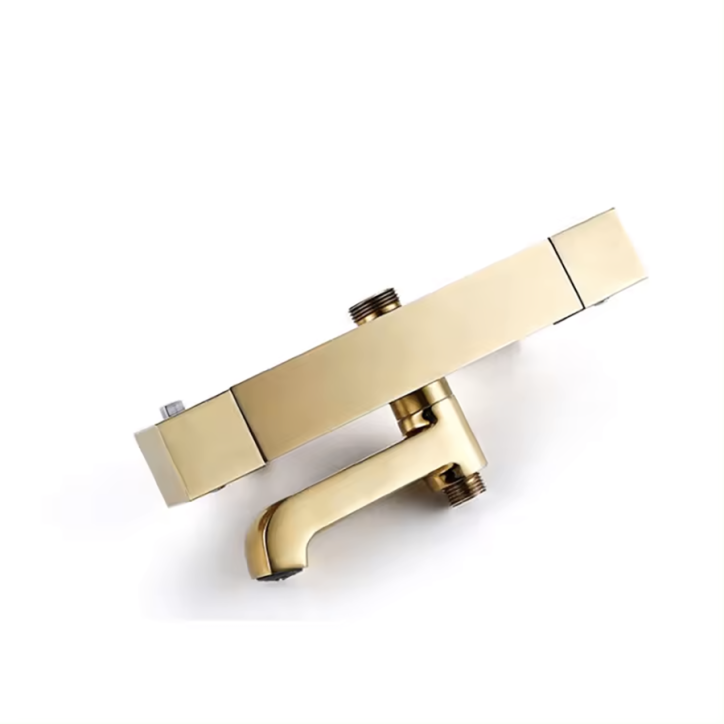 Colonne bain douche thermostatique dorée