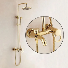 "Colonne Bain-Douche Dorée Hastana : Élégance Moderne et Fonctionnalité"