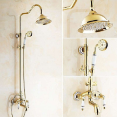 "Colonne Bain-Douche Dorée Rétro : Élégance Vintage et Performance Moderne"