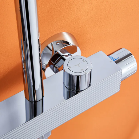 Colonne de douche murale chrome Ø25cm, Atéo