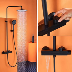 Colonne de douche noire Ø25cm, Laphrodite