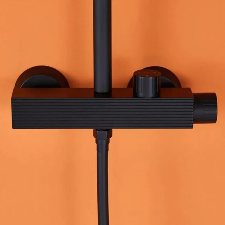 Colonne de douche noire Ø25cm, Laphrodite