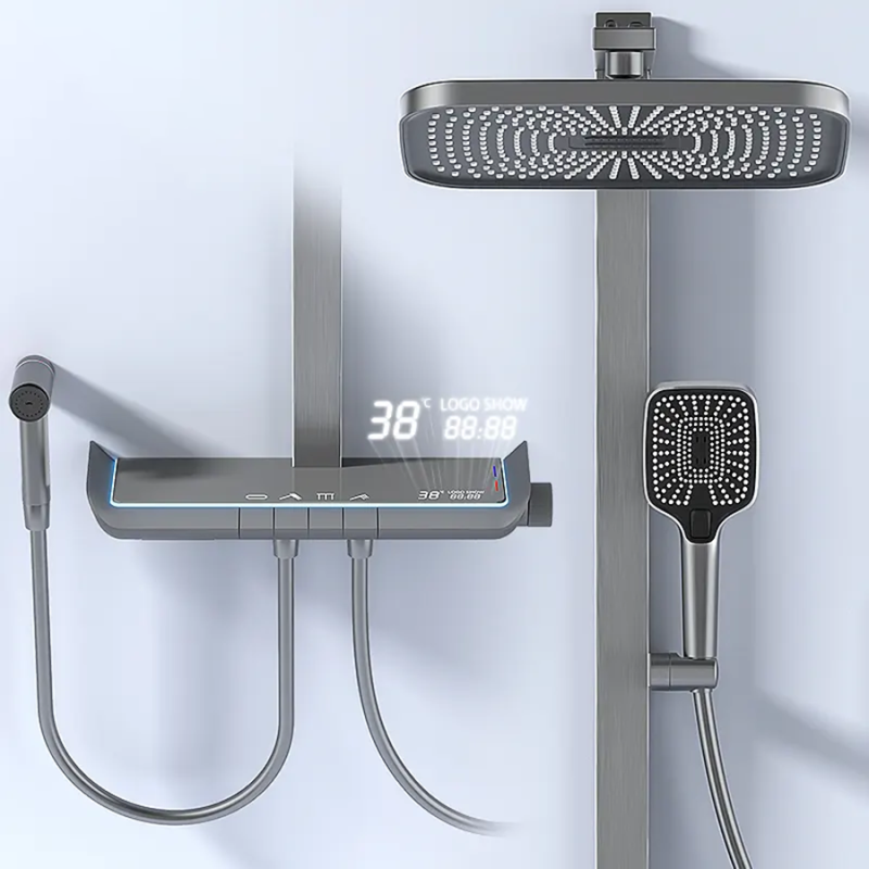 Colonne de douche LED noire Brako : design, confort et technologie innovante