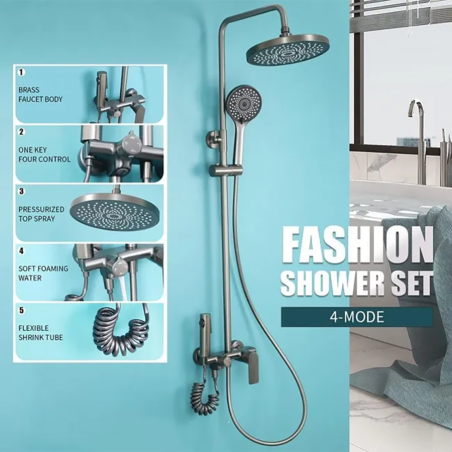 "Colonne Bain-Douche Sévil : Luxe Gun Métal, Design et Fonctionnalités"