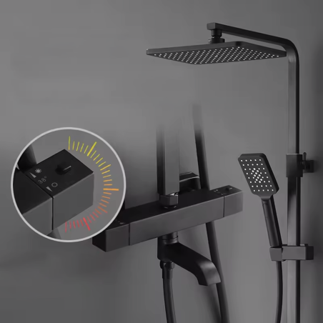 Colonne Bain-Douche Noire Ankara : Design Moderne & Confort Thermostatique