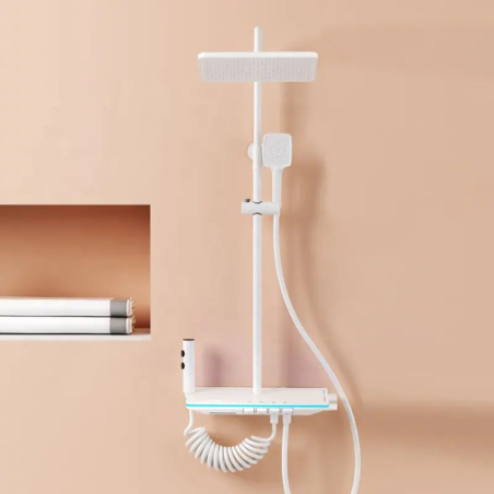 Colonne de douche led thermostatique blanche