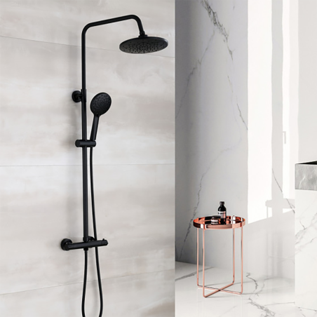 Colonne de Douche Bergame Noire : Design Moderne & Confort Thermostatique