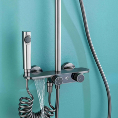 Flarenti : Colonne de Douche LED Gun Grey avec Cascade et Affichage Digital