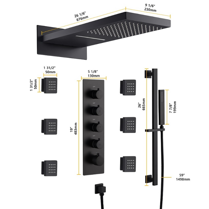 Douche à encastrer connectée noire, York