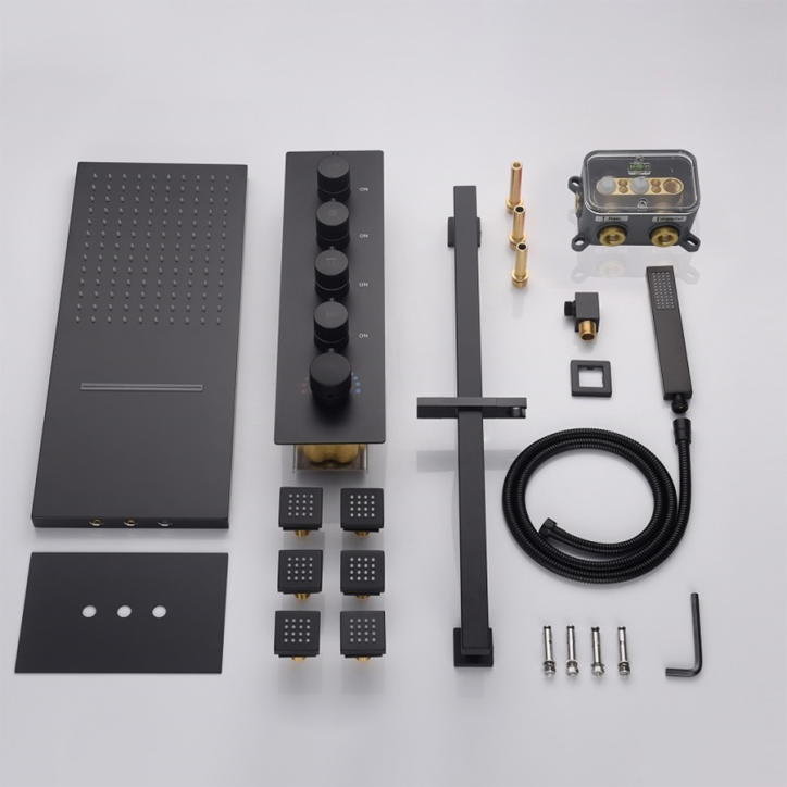 Douche à encastrer connectée noire, York