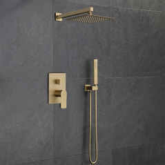 Douche Murale Benise : Luxe Doré Brossé, Design Élégant et Écologie