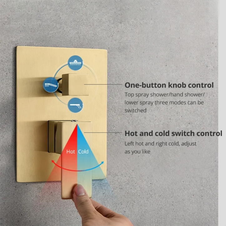 Composition mitigeur de douche encastrée dorée, Benise