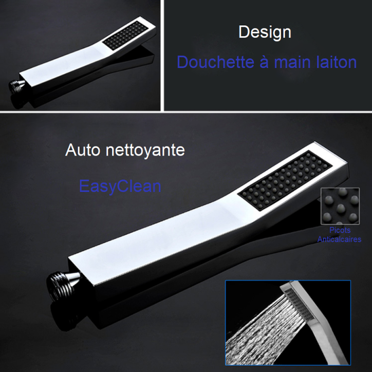 Douche thermostatique de  led encastrer chrome, Glascow