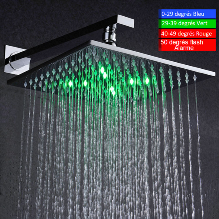 Douche thermostatique de  led encastrer chrome, Glascow