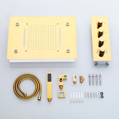 Broscia : Ciel de Pluie LED Doré - Élégance et Confort pour Votre Bain