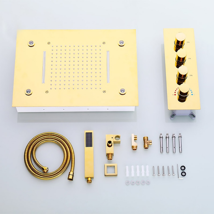 Ciel de pluie thermostatique led doré, Broscia