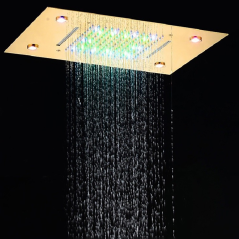 Broscia : Ciel de Pluie LED Doré - Élégance et Confort pour Votre Bain