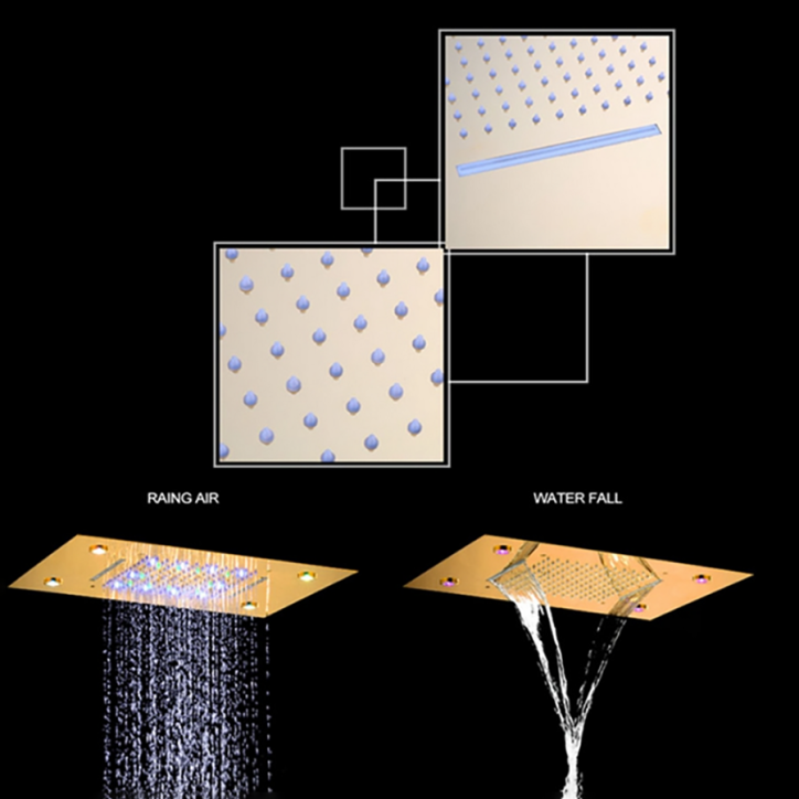 Ciel de pluie thermostatique led doré, Broscia