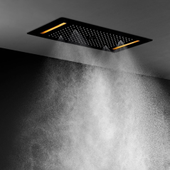 Monzi : Ciel de Pluie LED Noir - Luxe, Bien-Être et Technologie Avancée
