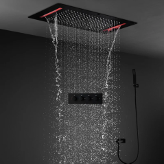 Monzi : Ciel de Pluie LED Noir - Luxe, Bien-Être et Technologie Avancée