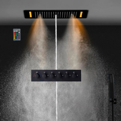 Monzi : Ciel de Pluie LED Noir - Luxe, Bien-Être et Technologie Avancée