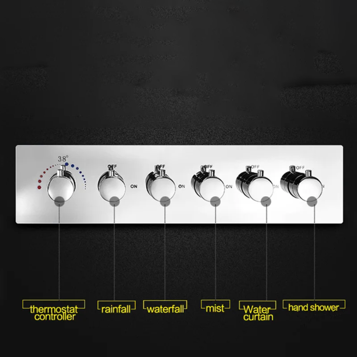 Ciel de pluie thermostatique led chrome, Vienne