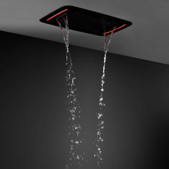 Douche ciel de pluie led thermostatique noire, Olbio