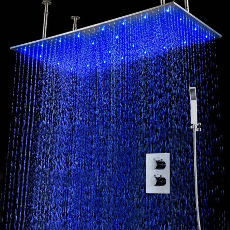 Ciel de pluie XXL thermostatique led chrome, Marbello