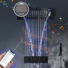 Ciel de pluie connecté led thermostatique noir, Quita