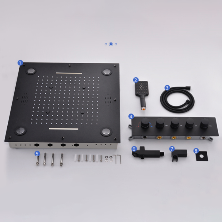 Ciel de pluie connecté led thermostatique noir, Quita