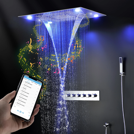 Kyto : Ciel de Pluie LED Luxe - Cascade, Chromothérapie et Bluetooth