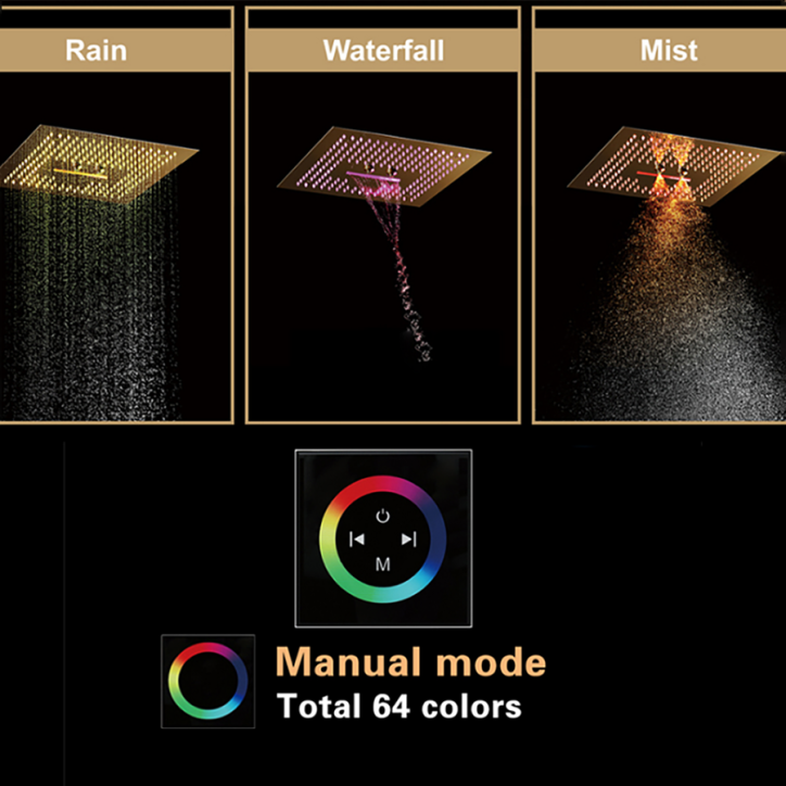 Ciel de pluie connecté led doré brossé, Caracasse