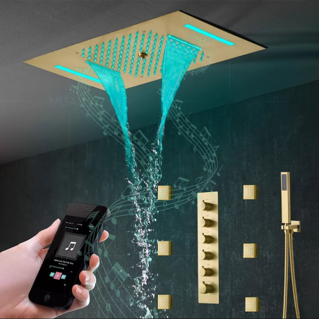 Jakar : Ciel de Pluie Doré - Jets Hydromassants, LED, et Bluetooth