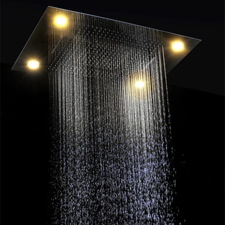 Ciel de pluie led thermostatique massant chrome, London